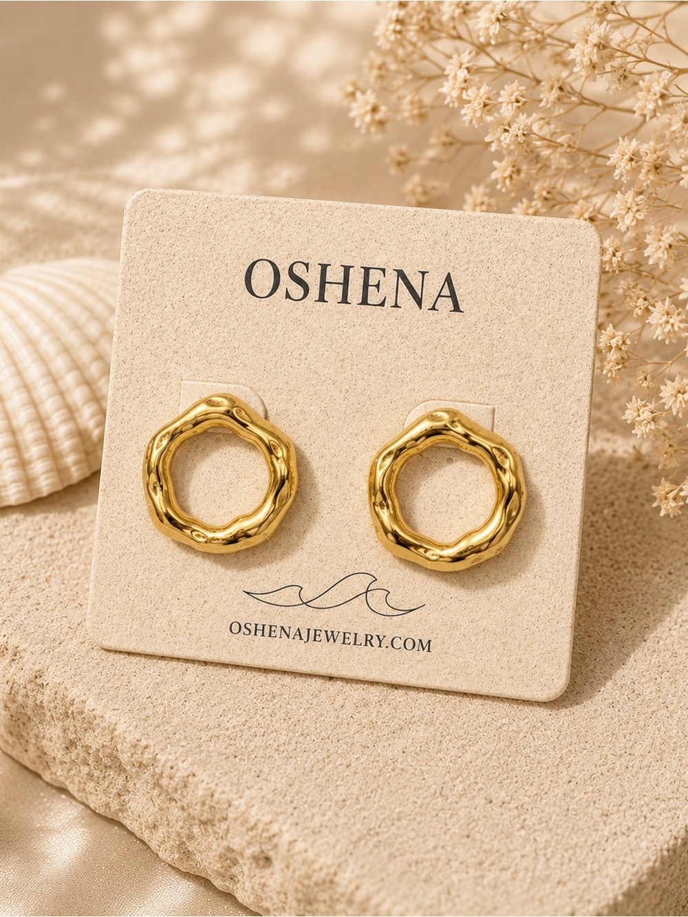 Oshena - Endless Drift Earrings - 18K Gold PVD - New and w/ Dust Bag